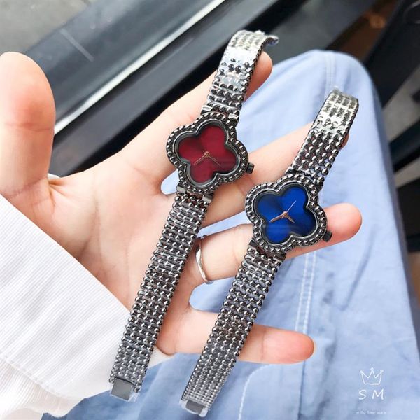 

fashion brand watches women girl flowers style steel metal wrist watch va031822, Slivery;brown