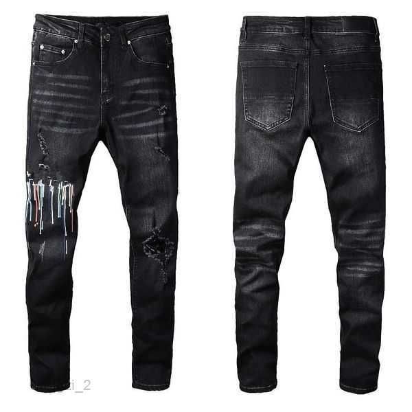 

miri men's jeans 2023 straight ripped fashion street motorcycle biker jean size 28-40 tvb avyd, Blue
