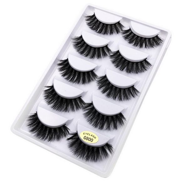 

5 pair eyelashes 3d mink lashes soft thick eyelash g800 crisscross winged natural long no fall off makeup whole lash7758937