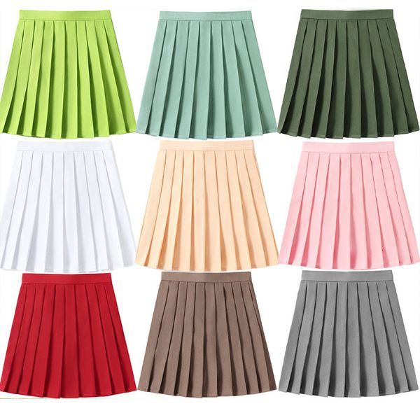 

skirts candy color high waist women pleated xs 5xl jk summer japan preppy girls dance black mini zipper faldas mujer 230420
