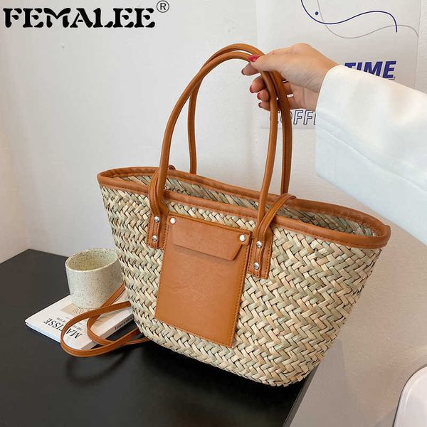

evening bags summer handmade bags for women new large capacity woven basket bolsa tote handle handbags lady beach hand bags j230420