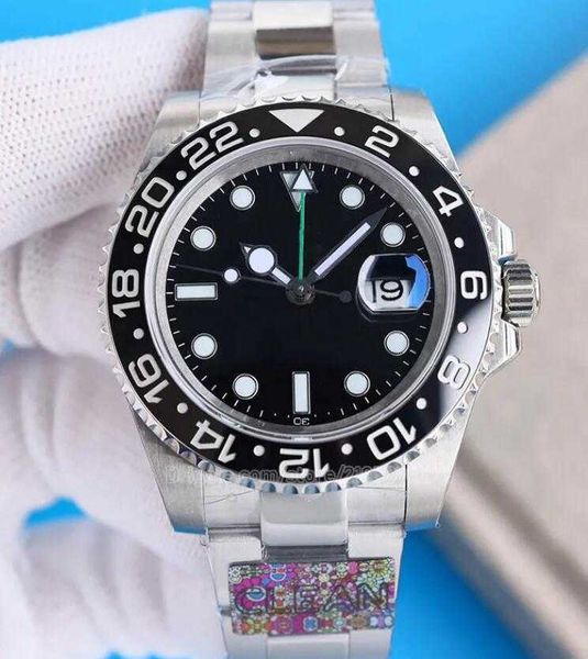 

men watches gmt sprite vtnr jubilee bracelet watch black and green bezel oyster sapphire ceramic wristwatches scratch resistant luxury mens, Slivery;golden