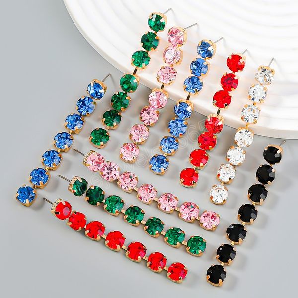 

fashion colorful crystal tassel drop earring for women hip hop rhinestone dangle earring gift jewelry accessories, Silver
