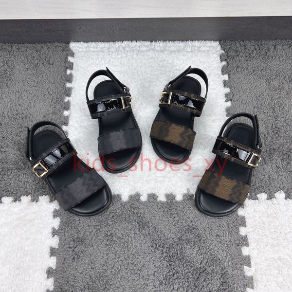 

summer kid sandals brand designer devil sticker flat slippers boy girls baby walkers beach sandals flip flops, Black;red