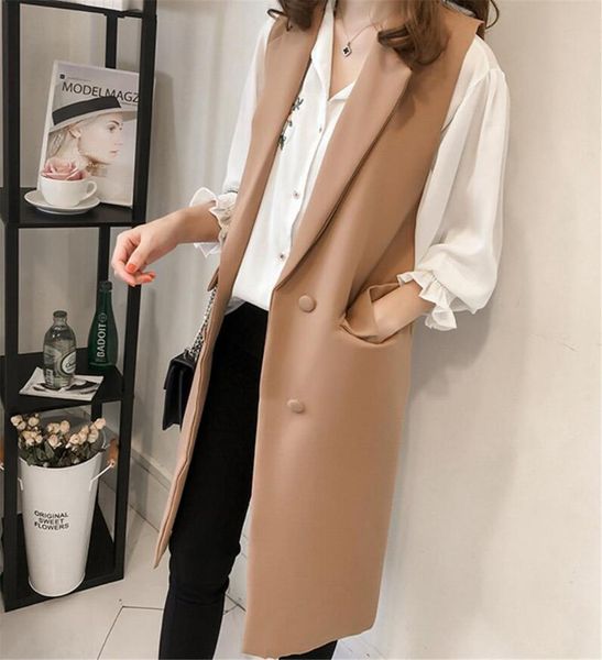 

vests long sleeveless blazer vest women elegant office lady black casual long vest female ladies waistcoat women vest pz2638, Black;white