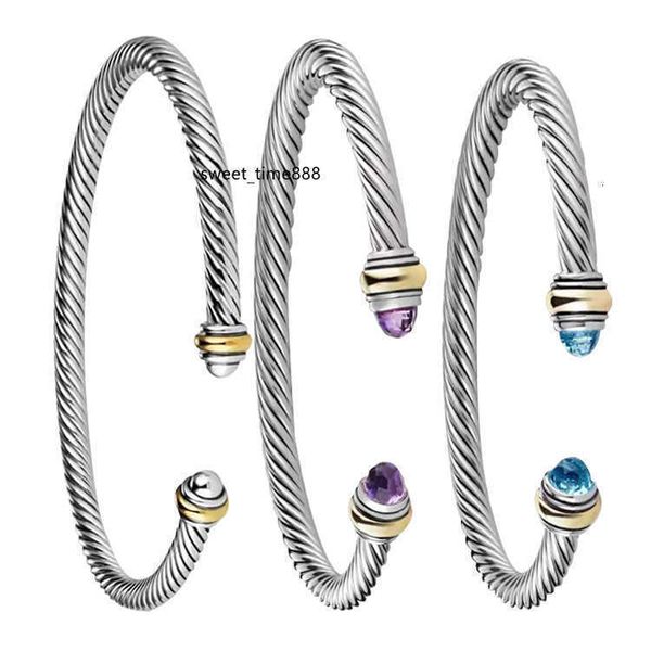 

wedding bracelet women crystals two color 18k gold plated wire rope simple open love charmed bracelets 5mm hip hop designer luxurious jewelr, Golden;silver
