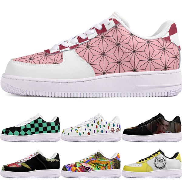 

DIY shoes fashion lovely autumn mens Leisure shoes one for men women platform precious sneakers Classic cartoon graffiti trainers comfortable sports 10005