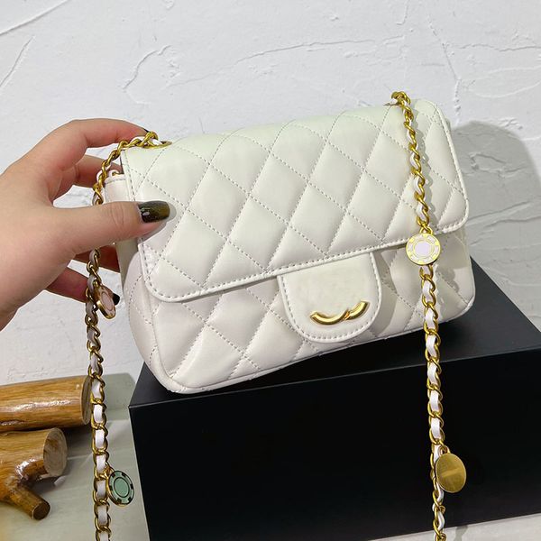 

women designer classic flap bag with multicolor round badge quilted tote real leather gold metal hardware 4 colors crossbody shoulder handba