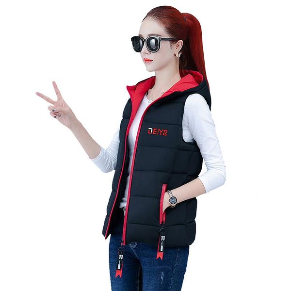 

vests down cotton vest women short jacket outer wear autumn winter 2022 new fashion allmatch waistcoat vests woman, Black;white