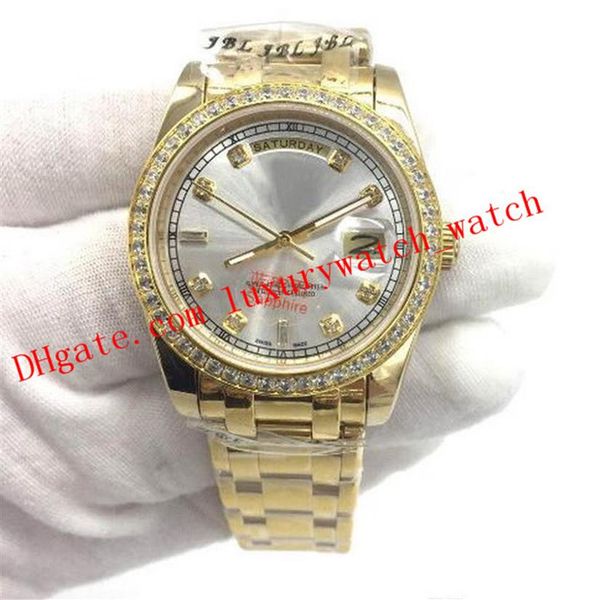 

editio 6 style luxury watches mens gold dial diamond bezel 118348 218206 watch chest 41mm automatic fashion men's watch 231j, Slivery;brown