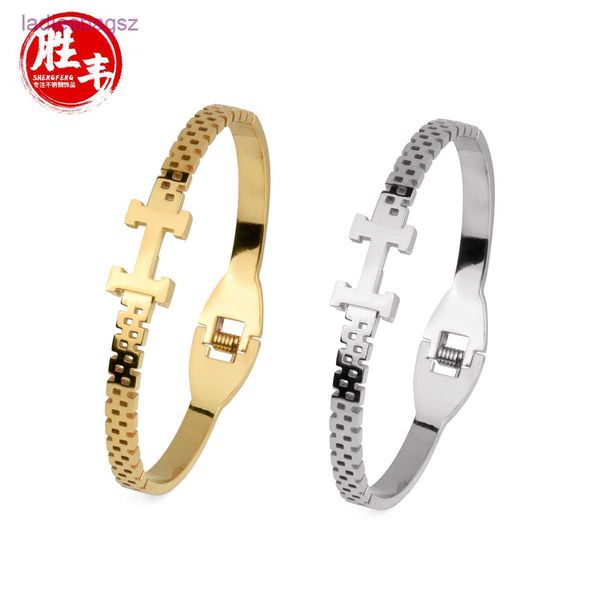 

original edition hermss bracelet versatile and simple air cooled light wind gold steel h letter dual color titanium has logo slhu, Black
