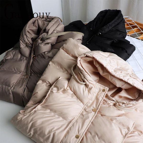 

vests 2022 new autumn winter women pocket padded cotton jacket coat female vintage sleeveless hooded warm vest outerwear chic, Black;white