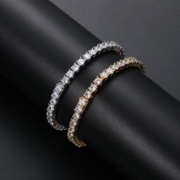 

chains 3mm 4mm 5mm tennis chain bling iced out brass bracelet mirco pave prong setting zircon jewelry bb023254q, Silver