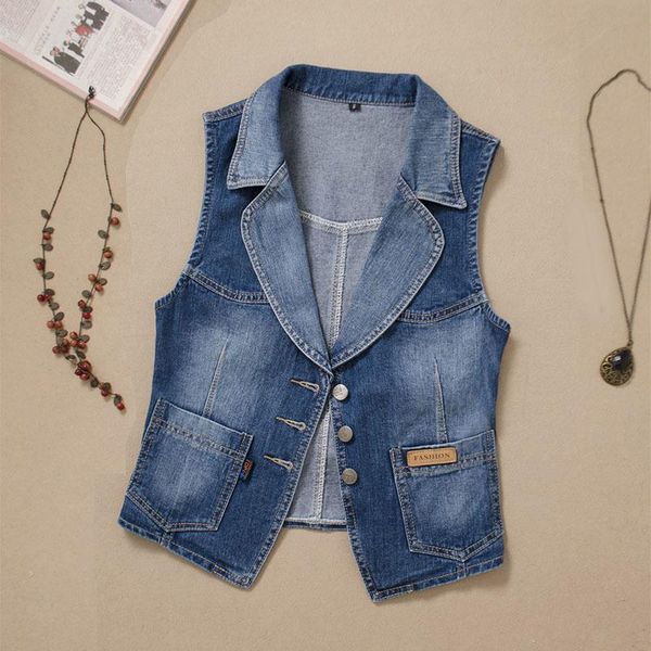 

vests vintage blue denim vest women student waistcoat big pocket slim short cowboy sleeveless jacket coat korean jeans vests female, Black;white