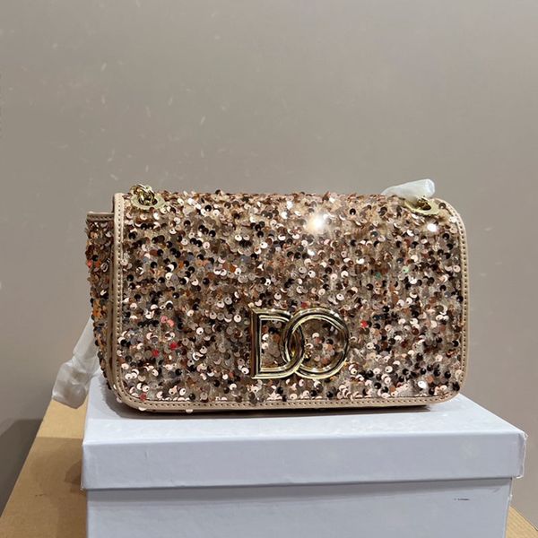 

women chain bag sequins dg fashion bag flap designer crossbody dinner bags shoulder bags handbags shiny clutch bag purse genuine leather mul