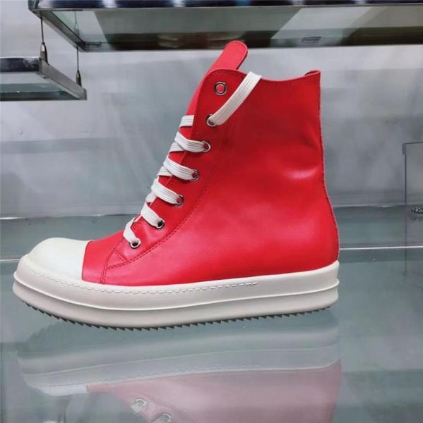 

red pink color men ankle boots genuine leather spring fashion party men039s shoes big size high sneakers2884512, Black