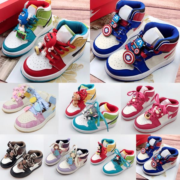 

kids shoes mid 1s cartoon 1 casual children basketball sneakers toddler boys girls mouse runner outdoor trainers youth kid sport shoe red wh, Black