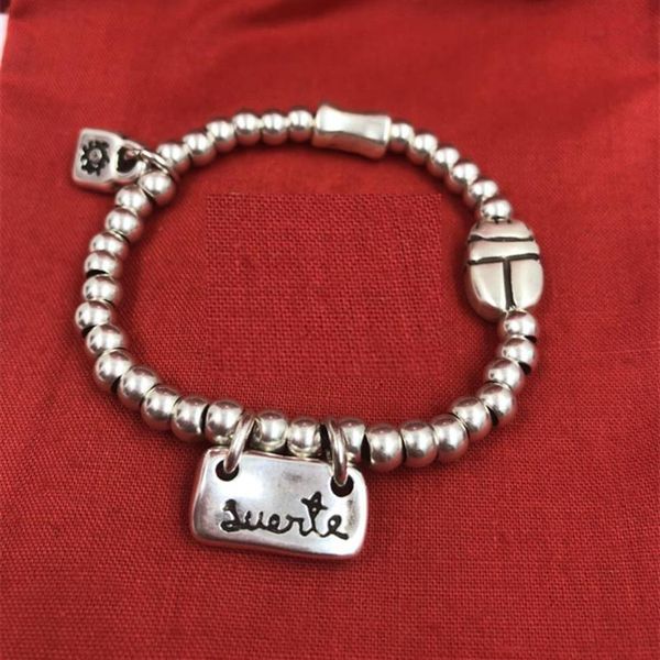 

new authentic bracelet rubber luck friendship bracelets uno de 50 plated jewelry fits european style gift fow women men pul1286mtl290p, Golden;silver