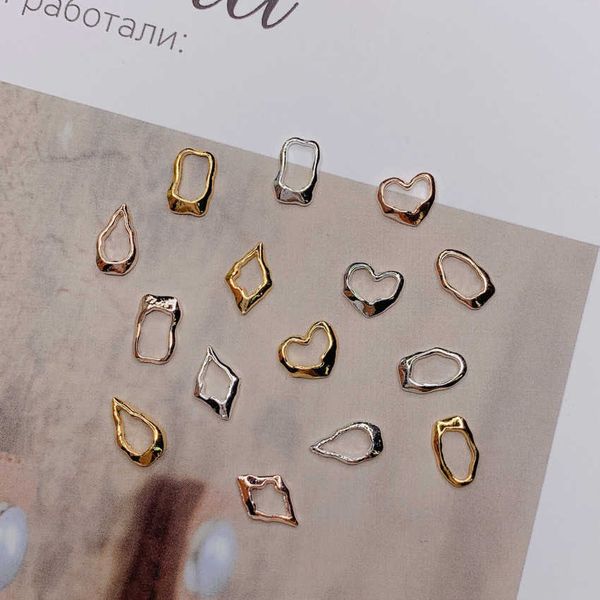 

nail art decorations 20pcs ins heart alloy nail art decorations rose gold 3d new arrive charms nail studs diy manicure japanese jewelry acce, Silver;gold