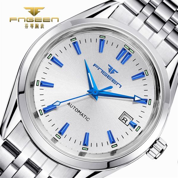 

2017 mens brand luxury watches male luminous calendar waterproof wrist watch stainless steel automatic mechanical wristwatch d254h, Slivery;brown