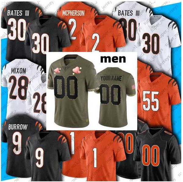 

football jerseys cincinnati''bengals''custom 9 joe burrow 1 ja'marr chase 94 sam hubbard 28 joe mixon 2 evan mcpher, Black;red