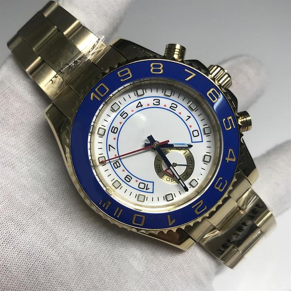 

luxury watche mens automatic blue ceramic bezel mens silver stainless steel watches sapphire glass yacht wristwatch multifunction258t, Slivery;brown