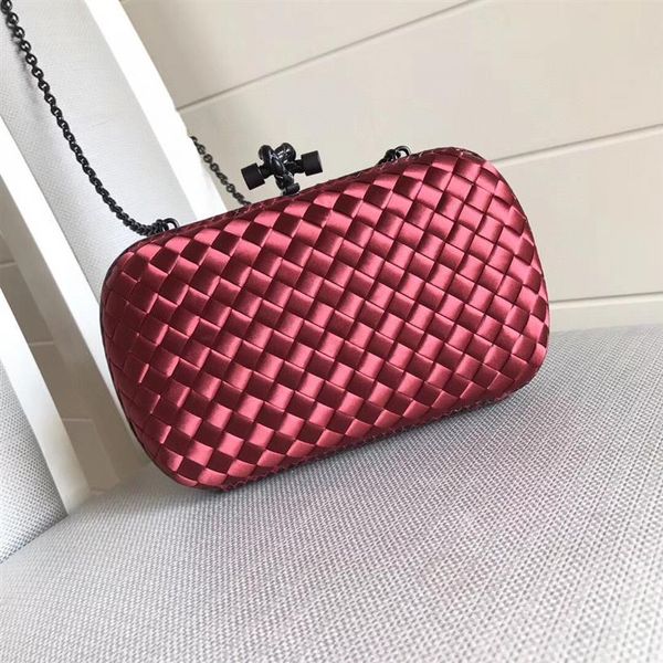 

evening bag knot clutch of woman dinner bags luxury designer silk weave hand caught clutches wallets for lady retro metal detachab234b