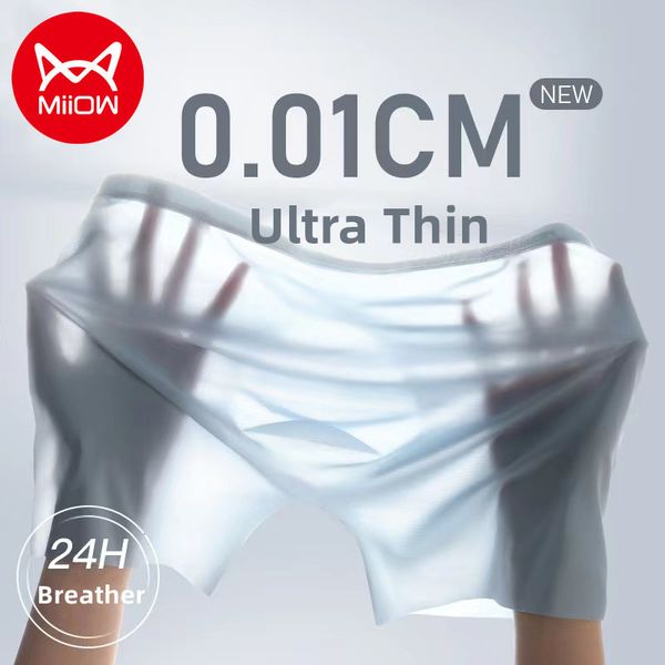 

underpants miiow 3pcs ultrathin breather men underwear 120s ice silk male boxer shorts onepiece seamless mens panties 230420, Black;white