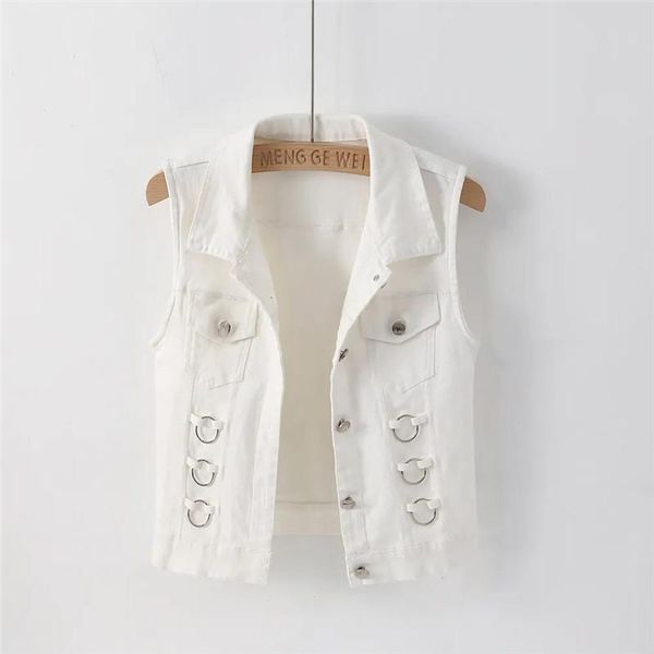 

vests white black denim vest female 2022 spring autumn new korean thin denim coat women's short sleeveless waistcoat jacket, Black;white