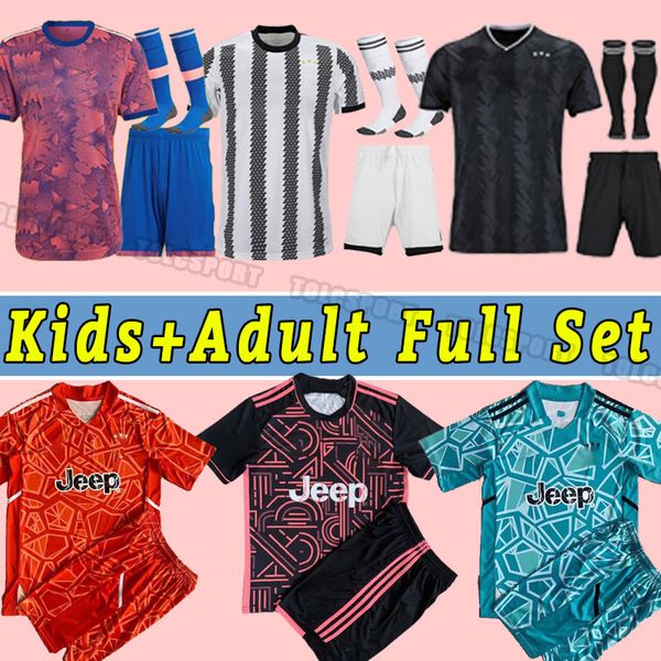 

22 23 soccer jerseys pogba vlahovic chiesa 2022 2023 football shirt set di maria locatelli morata de ligt juventus kean full set child kids, Black;yellow