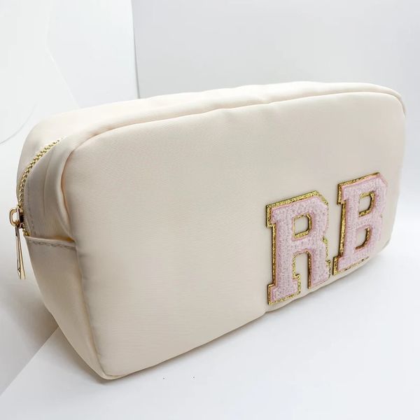 

cosmetic bags cases large nylon pouch | waterproof toiletry makeup bag glitter varsity letter chenille 230421
