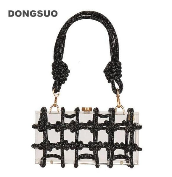 

evening bags knot handle rhinestones acrylic clutch bag designer clear shoulder bag crystal diamonds dinner party wedding purse 226972911