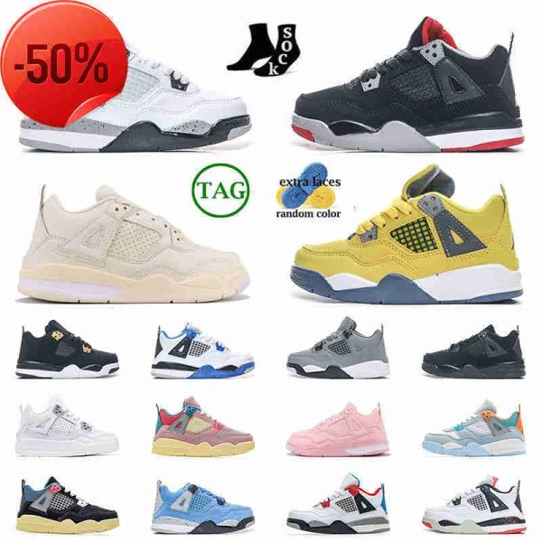 

kid shoes 4s children preschool toddler movement athletic outdoor baby designer sneaker black cat university blue bred sail red thunder unio
