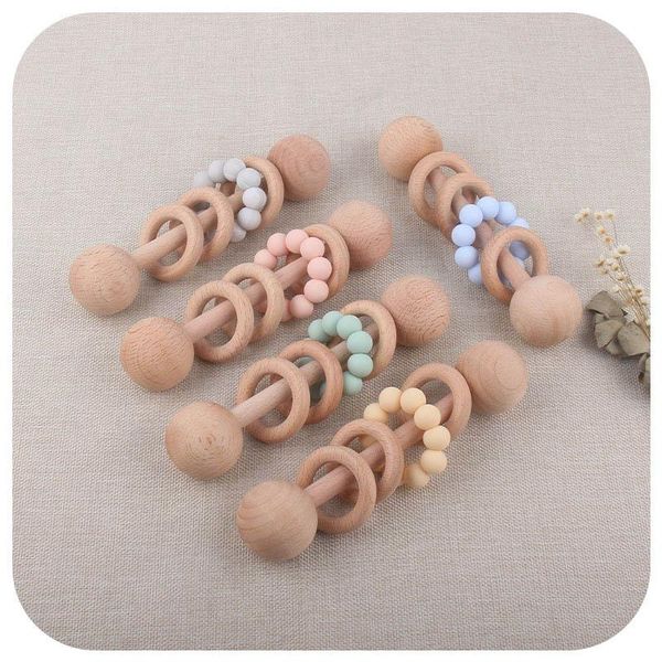

pacifier holders clips baby pacifiers natural wooden silicone teething beads infant feeding soother newborn toy e20532