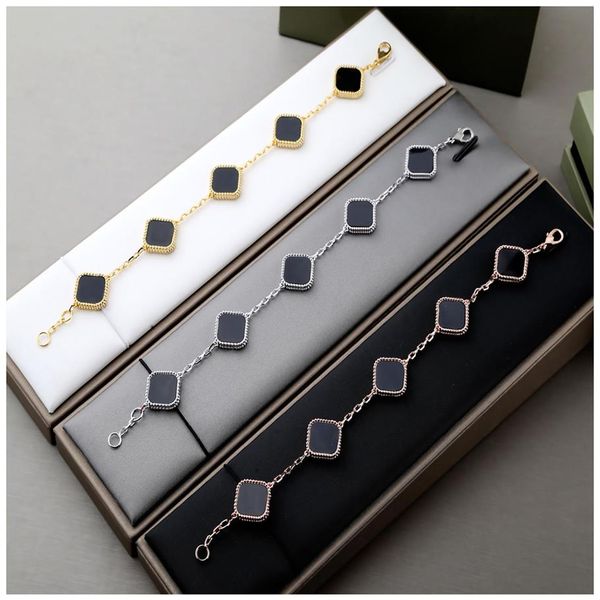 

clover bracelets bracelet designers chain woman bangle links braclets for mum rot armband gold bangles latest design chains vintag253o, Black