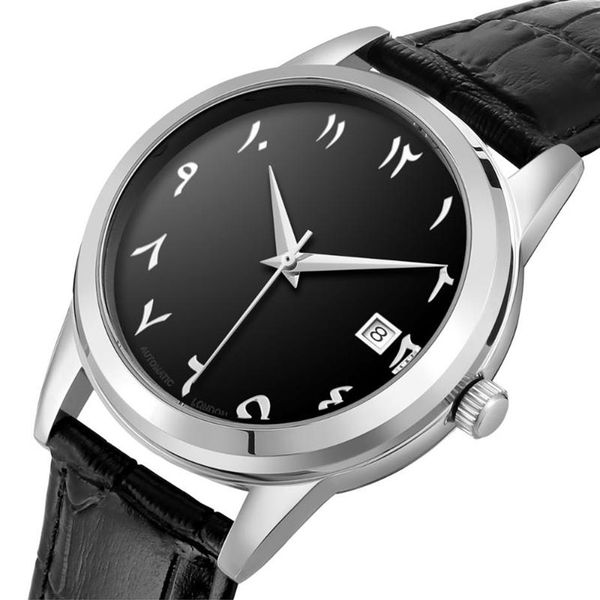 

wristwatches fashion luxury men automatic self-wind arabic numbers watch arabian clocks muslim women watcheswristwatches254y, Slivery;brown