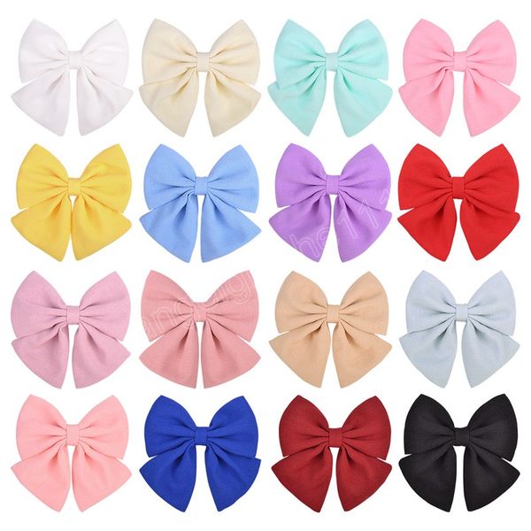 

11*11 cm children candy color bowknot hair clips soft satin bows baby hairpins diy princess headwear pgraphy props, Slivery;white