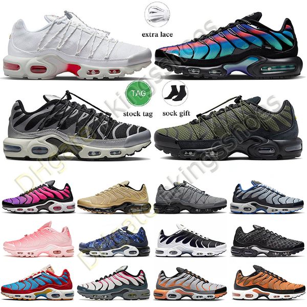 

large size 12 tn running shoes tns plus sports airmaxs men women tuned unity triple black white toggle lacing metallic silver hyper blue jad