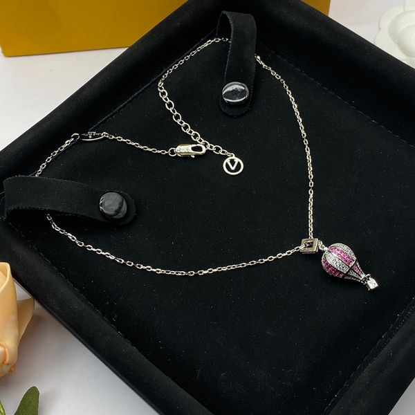

designer women's pendant necklace, dreaming air balloon with diamonds luxury 925 silver necklace
