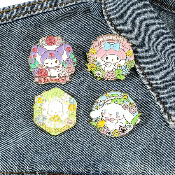 

flower kuromi melody cats brooch cute anime movies games hard enamel pins collect metal cartoon brooch backpack hat bag collar lapel badges, Blue