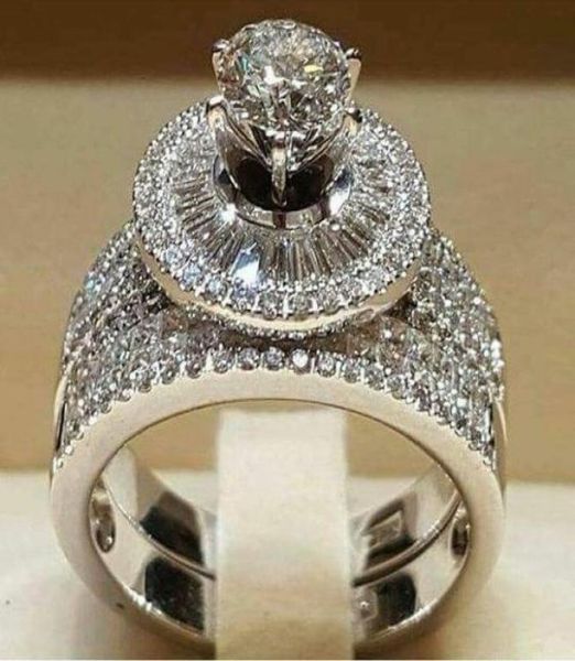 

2pcsset luxury exquisite rings fashion jewelry solid jewelry women ring natural zircon gemstones birthstone anniversary party siz5569429, Golden;silver