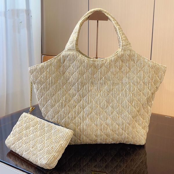 

large capacity shopping bag draft handbag purse woven tote bags women shoulder bags diamond lattice gold hardware accessories with wallet