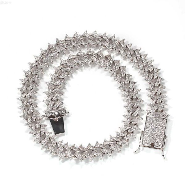 

selling prong cuban link 925 silver chain moissanite diamond hiphop necklace