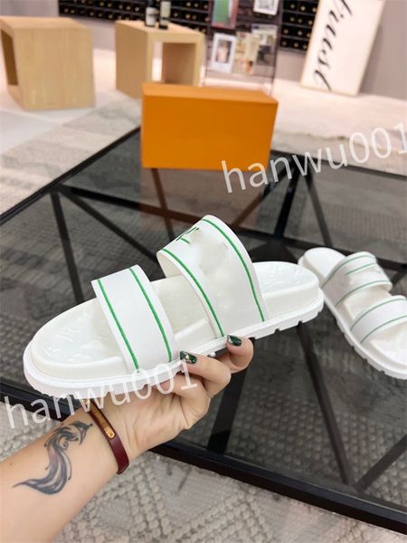 

leather slide slippers designer flat mens summer sandals fashion luxury leisure resort beach, Black