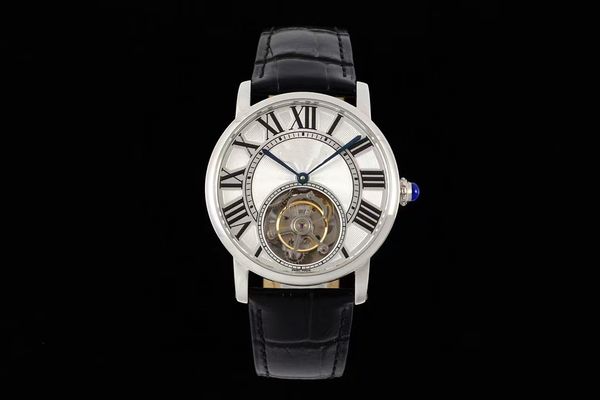 

rms watch 40mm c-shaped tourbillon frame 316l fine steel case round bead crown frosted silver plated hollowed out grille sapphire crystal cl, Slivery;brown