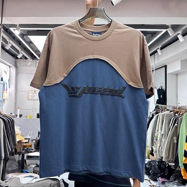 

mens tshirts bump color stitching foam printed shirt 230420, White;black