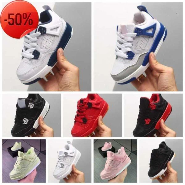 

jordns j4 men kids basketball shoes designer jumpman infant 4s toddlers chicago boy casual sneaker light green lights grey khaki baby traine, Black