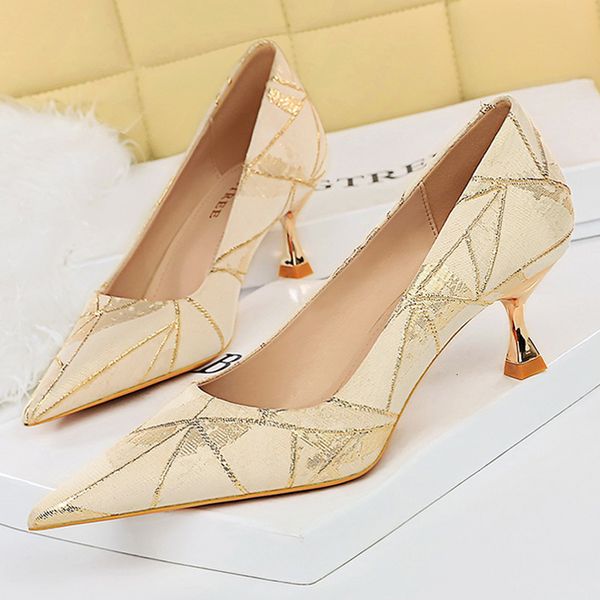 

dress shoes bigtree shoes women 5.5 cm kitten heels metal heel women pumps elegant luxury banquet shoes ladies shoes large size 42 43 230421, Black