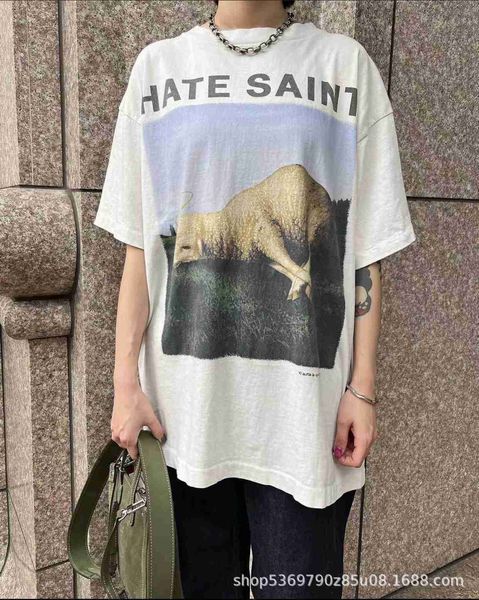 

men's t-shirts 22 new saint michael street daily fashion kangli printed short sleeve t-shirt hrh7, White;black
