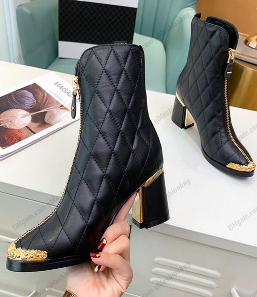 

2023 womens rivet stretch boots chunky heel 75cm designer cowhide rainboots western zippers knight fashion luxurys snow waterproo8354263, Black